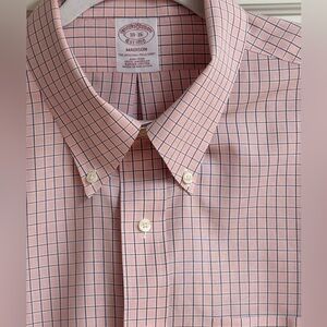 Brooks Brothers 🙂Pink and Navy Checkered Dress Shirt